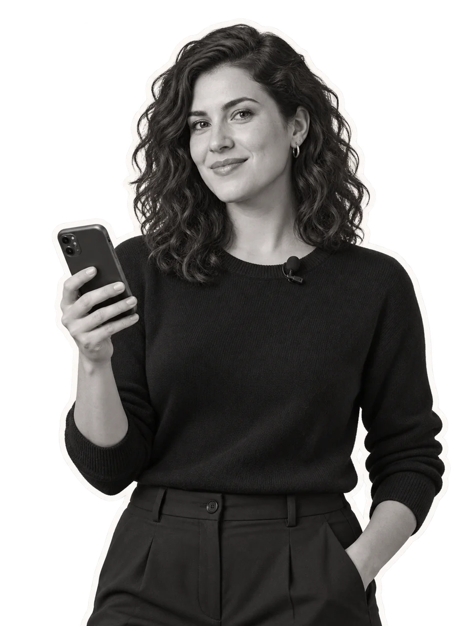 Illustrative cutout of a digital creator reviewing a campaign on a smartphone
